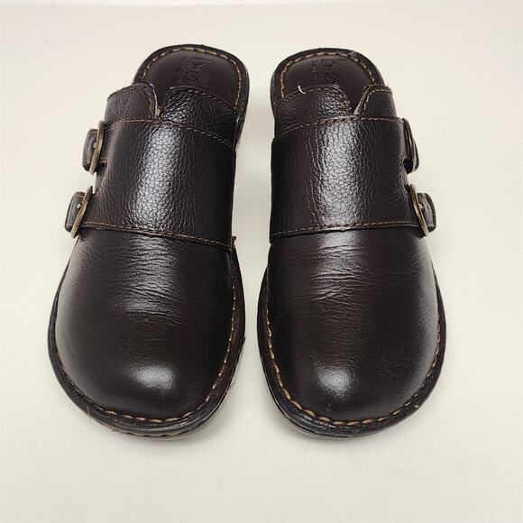 BOC Born Concepts Double Belt Brown Leather Clogs Size US 7 - Picture 2 of 9